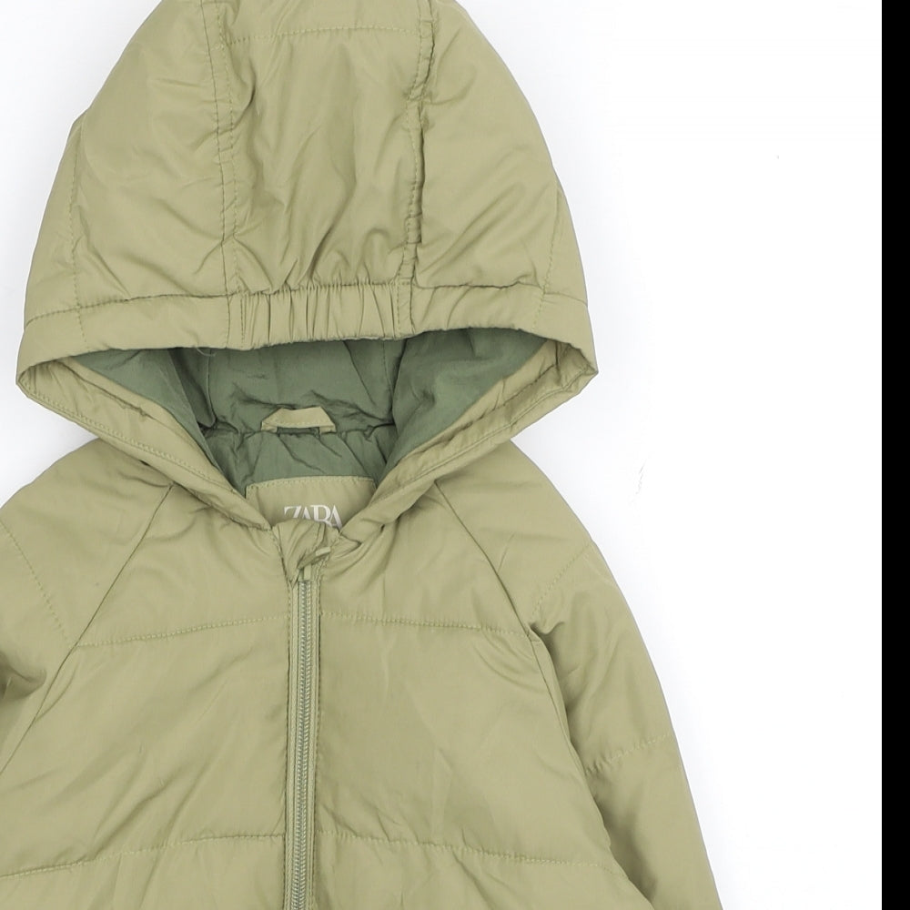 Zara Boys Beige Puffer Jacket Coat Size 3-4 Years Zip