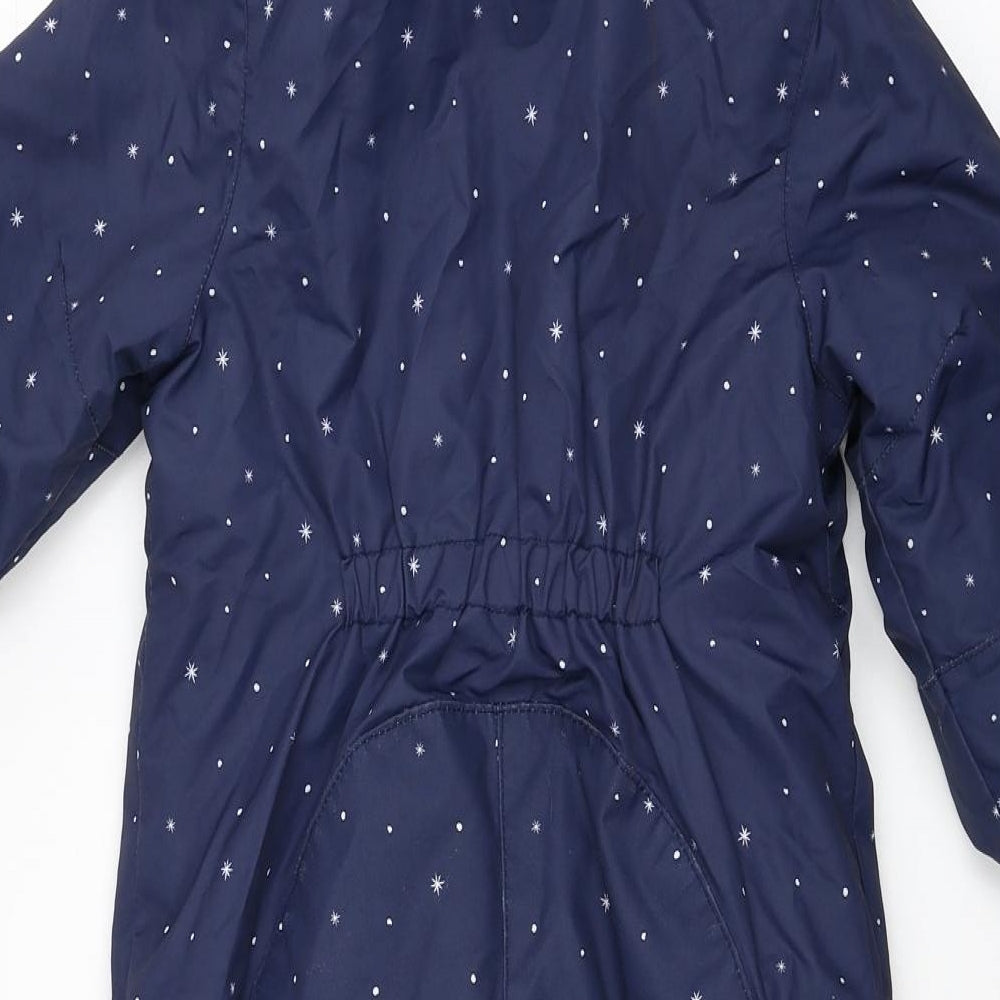 H&M Girls Blue Geometric Ski Salopettes Snowsuit Size 18-24 Months Zip - Stars