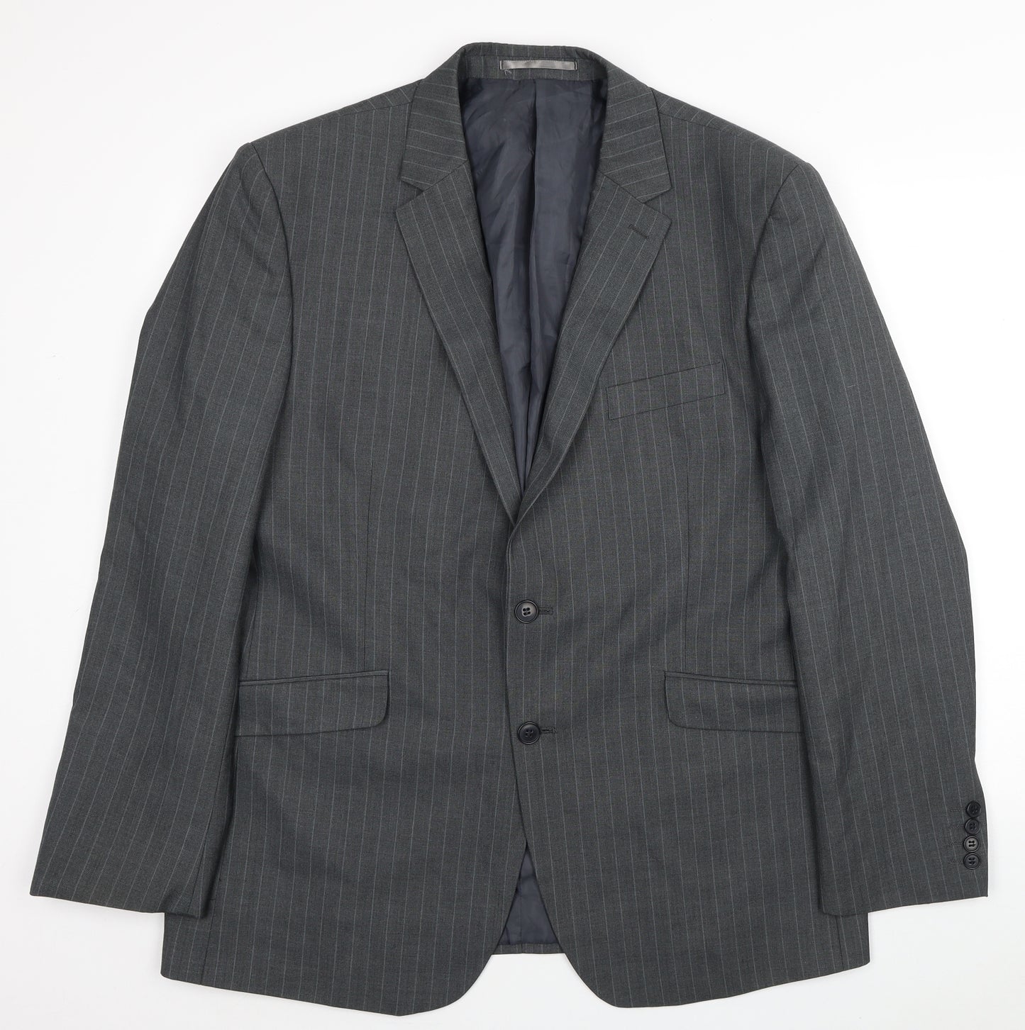 Burton Mens Grey Striped Polyester Jacket Suit Jacket Size 44