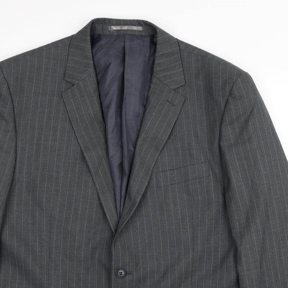 Burton Mens Grey Striped Polyester Jacket Suit Jacket Size 44