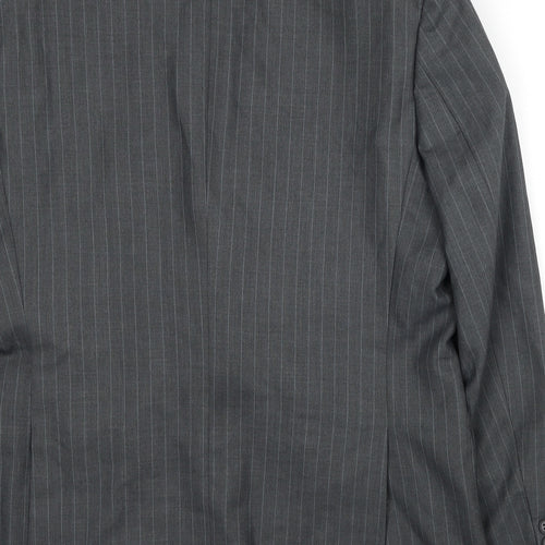 Burton Mens Grey Striped Polyester Jacket Suit Jacket Size 44
