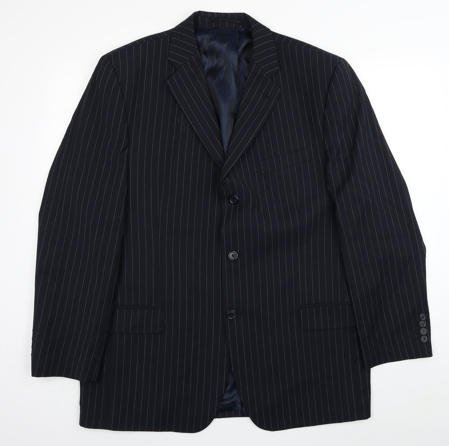 Daniel Hechter Mens Black Striped Wool Jacket Suit Jacket Size 44