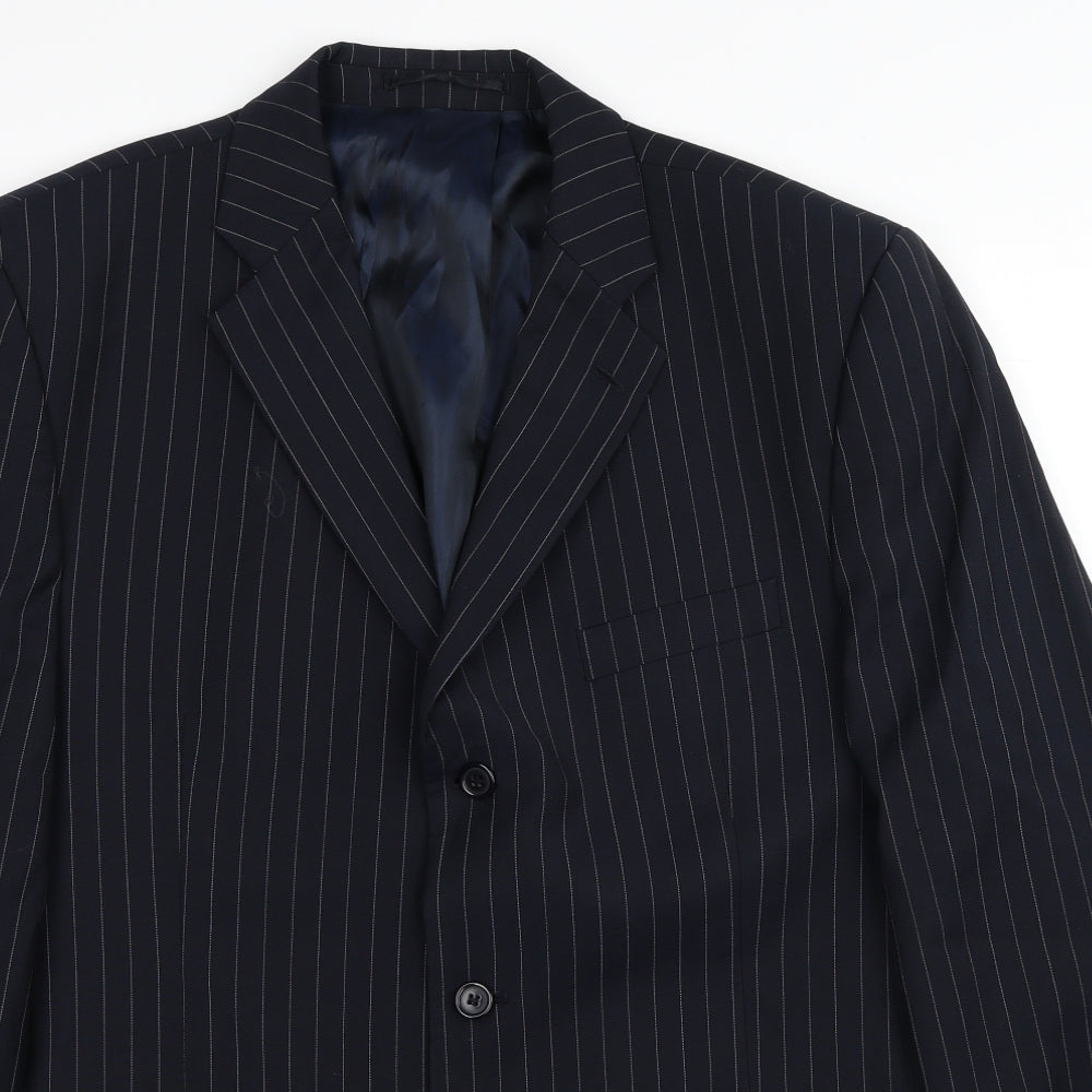 Daniel Hechter Mens Black Striped Wool Jacket Suit Jacket Size 44