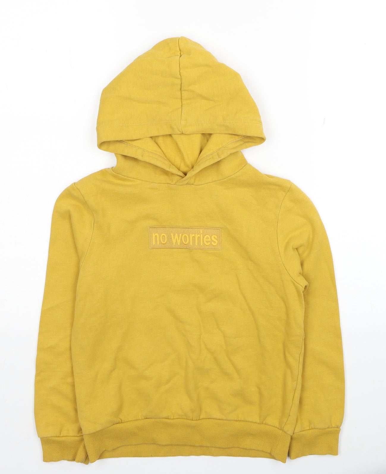 River Island Boys Yellow Cotton Pullover Hoodie Size 10 Years Pullover - No Worries