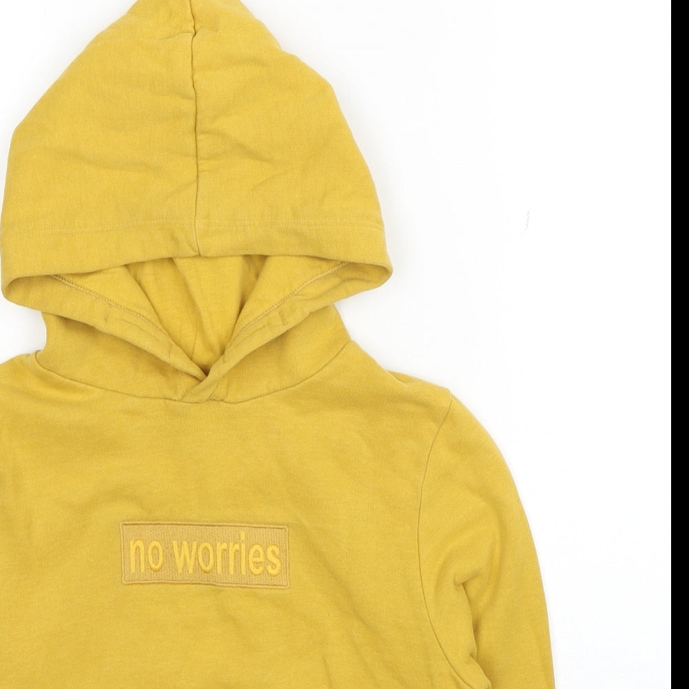 River Island Boys Yellow Cotton Pullover Hoodie Size 10 Years Pullover - No Worries