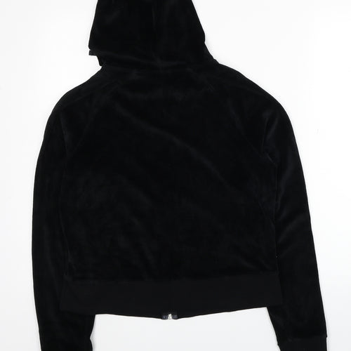 Marks and Spencer Womens Black Cotton Full Zip Hoodie Size 14 Zip