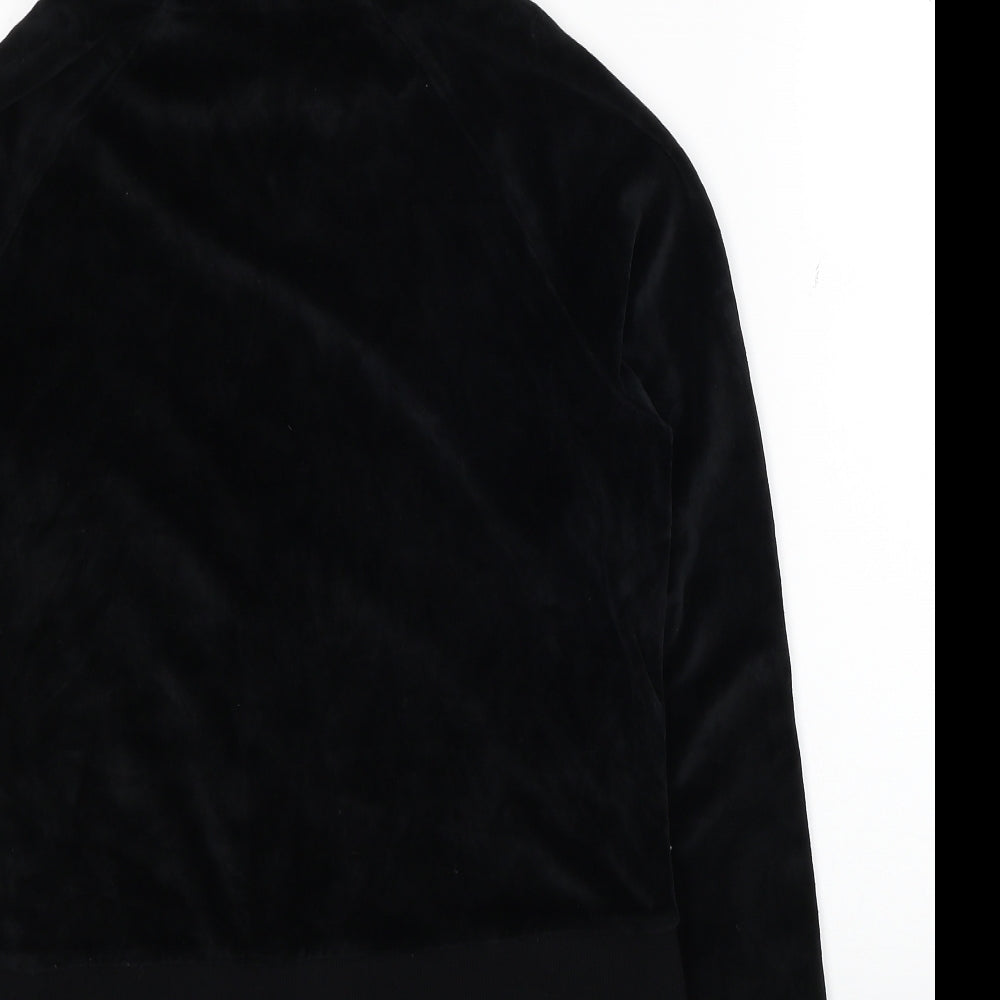 Marks and Spencer Womens Black Cotton Full Zip Hoodie Size 14 Zip