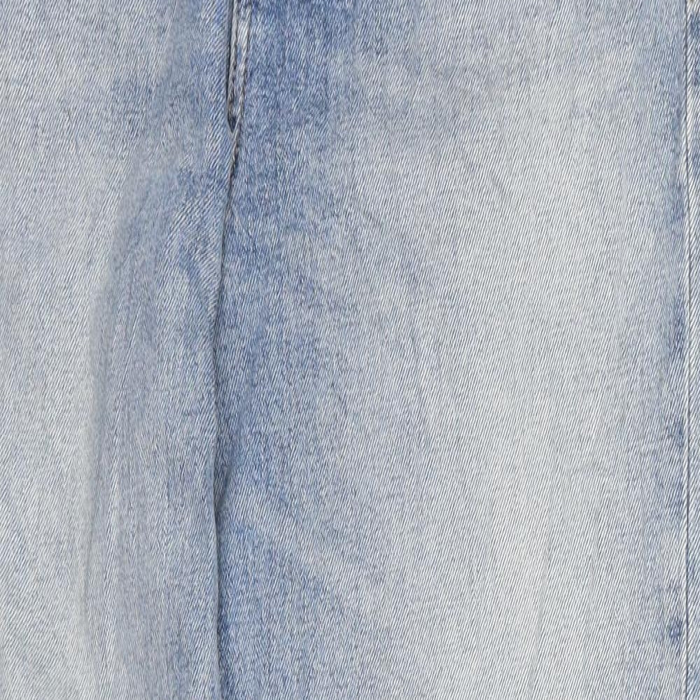 Marks and Spencer Womens Blue Cotton Straight Jeans Size 12 L28 in Regular Zip