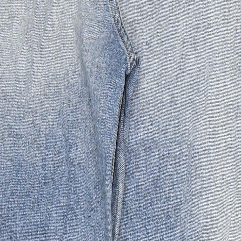 Marks and Spencer Womens Blue Cotton Straight Jeans Size 12 L28 in Regular Zip