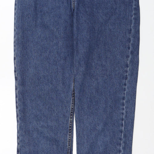 Denim & Co. Womens Blue Cotton Straight Jeans Size 8 L27 in Regular Button