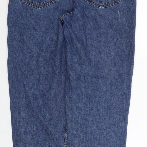 Denim & Co. Womens Blue Cotton Straight Jeans Size 8 L27 in Regular Button