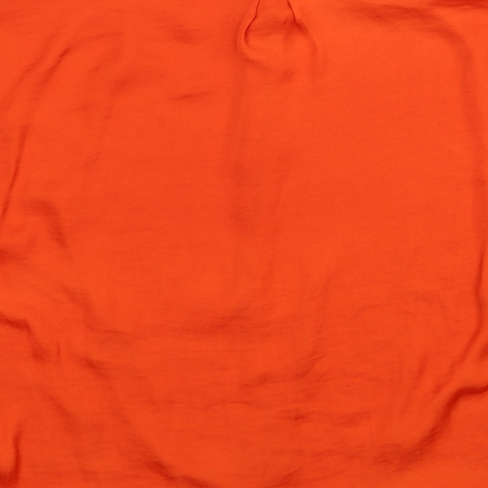 John Lewis Womens Orange Polyester Basic Blouse Size 16 Round Neck
