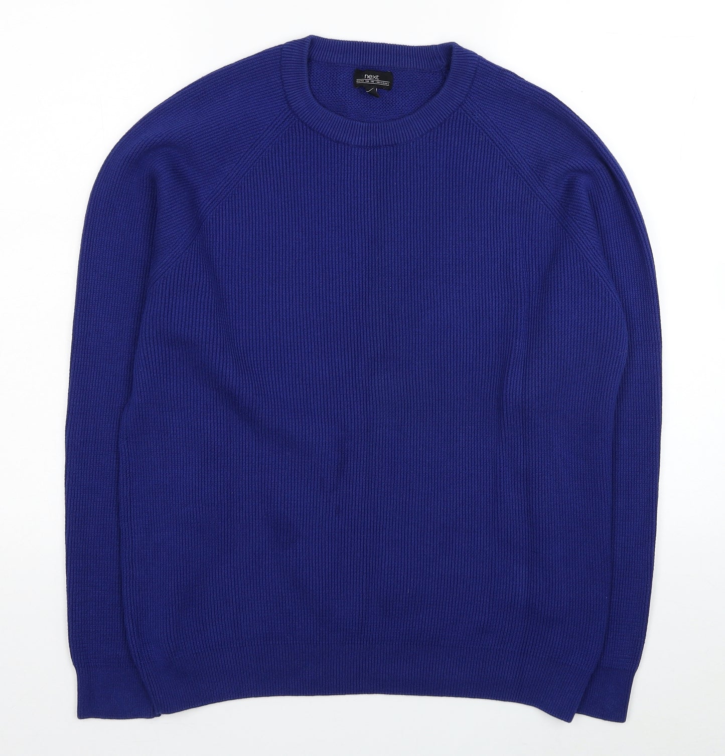 NEXT Mens Blue Round Neck Cotton Pullover Jumper Size L