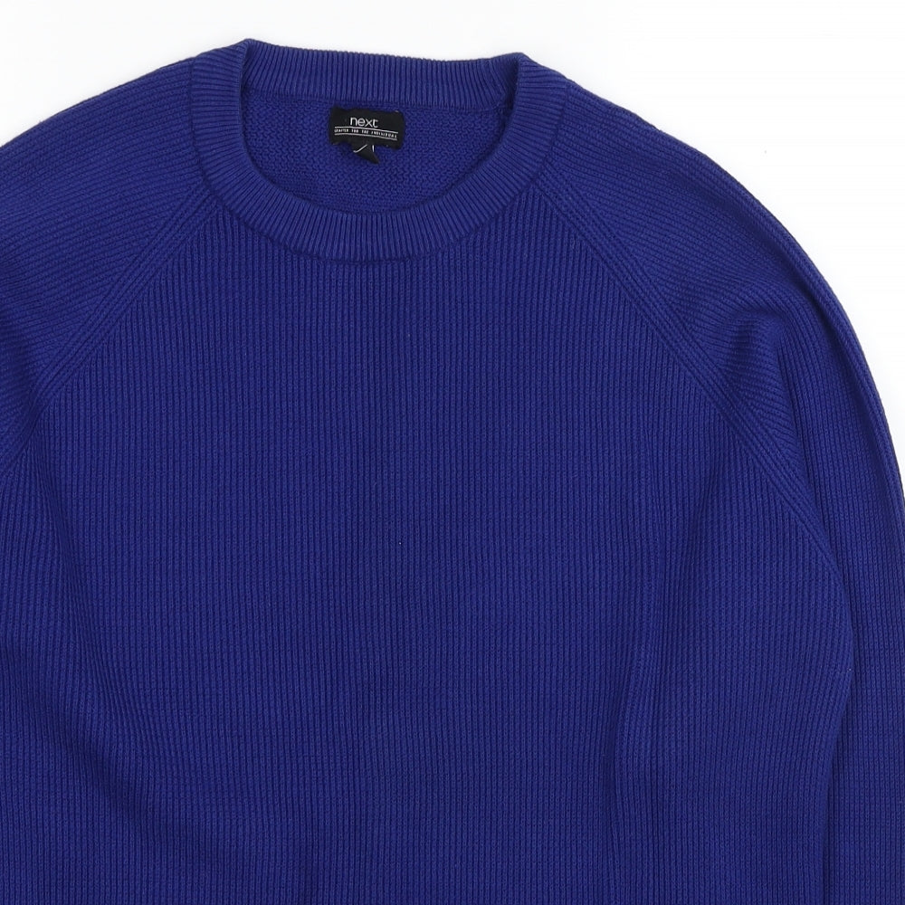 NEXT Mens Blue Round Neck Cotton Pullover Jumper Size L
