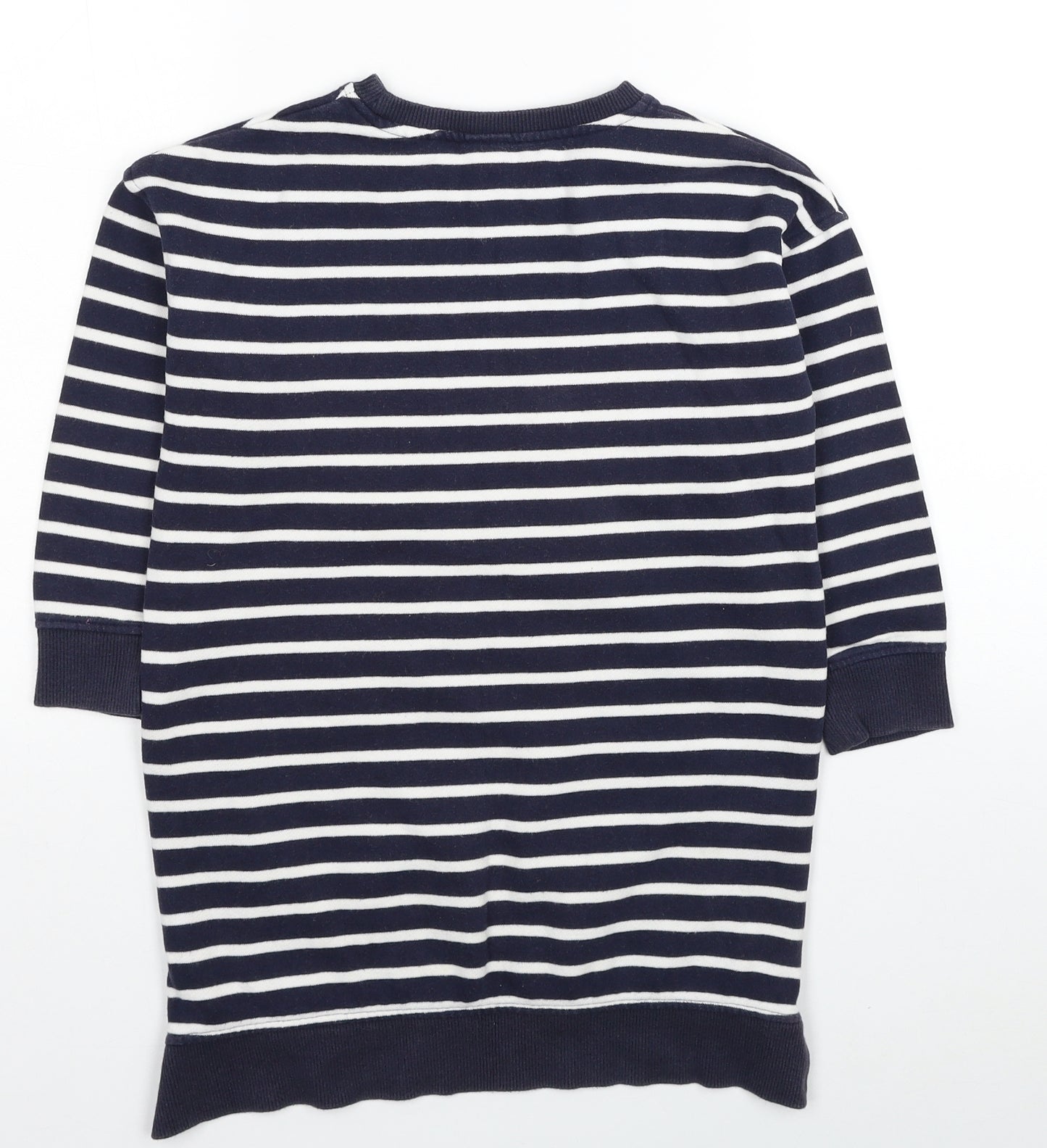 NEXT Girls Blue Striped Cotton Tunic Casual Size 5 Years Round Neck Pullover - Star