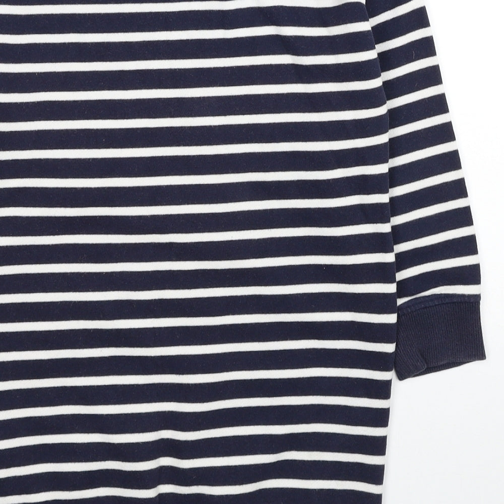 NEXT Girls Blue Striped Cotton Tunic Casual Size 5 Years Round Neck Pullover - Star