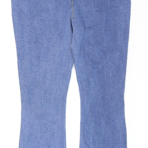 Boohoo Womens Blue Cotton Flared Jeans Size 16 L36 in Regular Zip