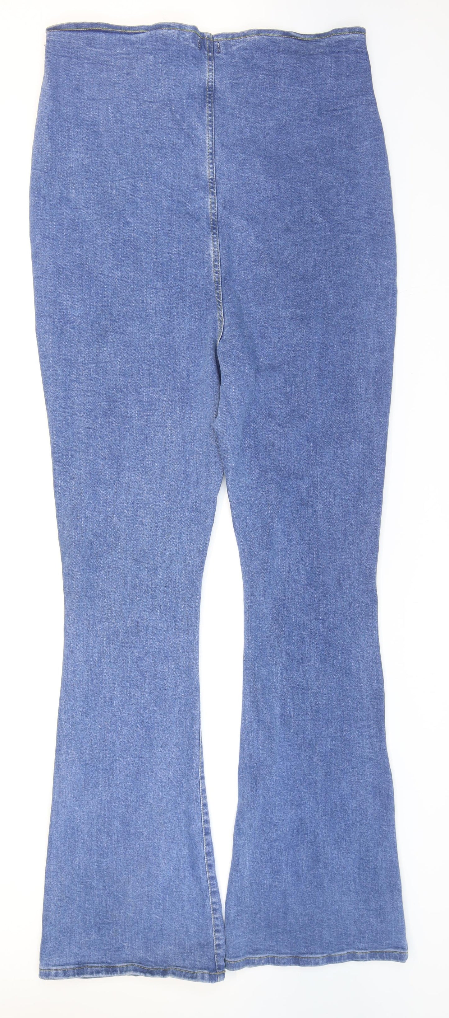 Boohoo Womens Blue Cotton Flared Jeans Size 16 L36 in Regular Zip