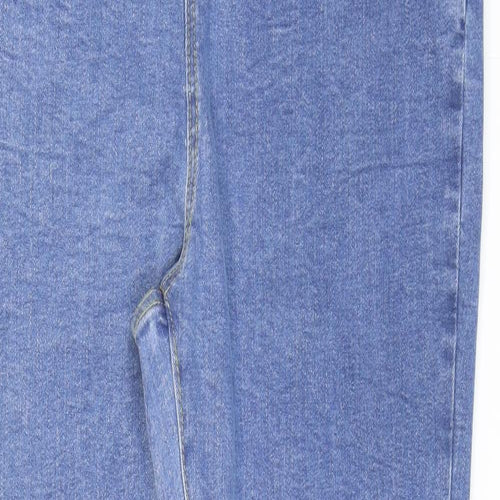 Boohoo Womens Blue Cotton Flared Jeans Size 16 L36 in Regular Zip