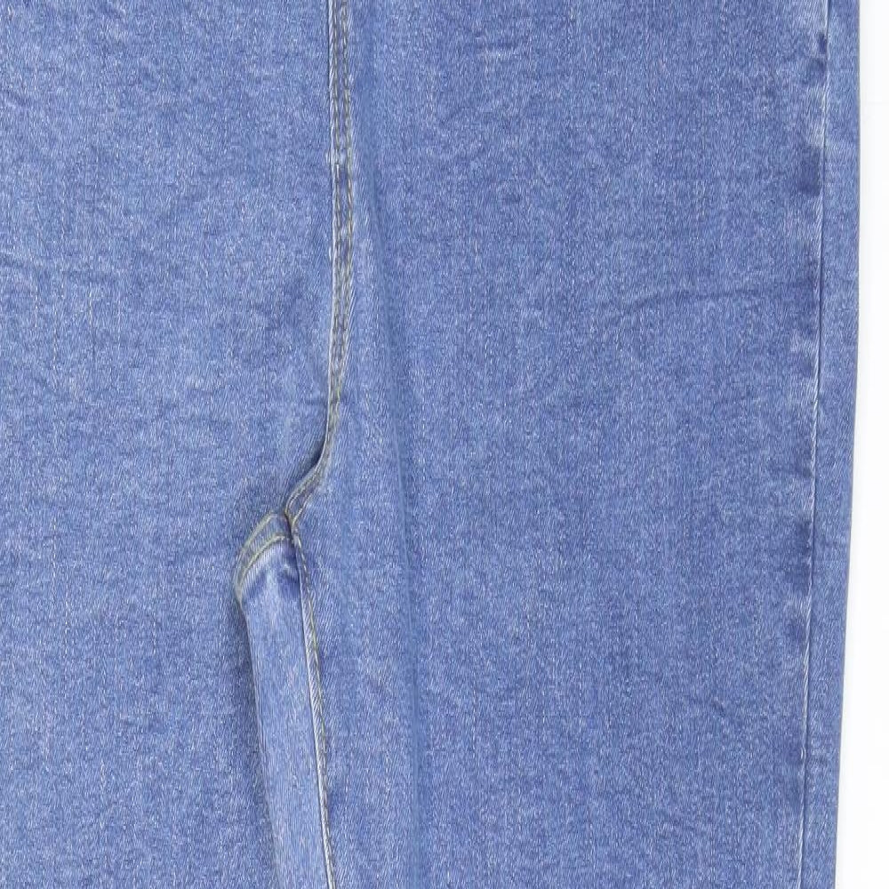 Boohoo Womens Blue Cotton Flared Jeans Size 16 L36 in Regular Zip