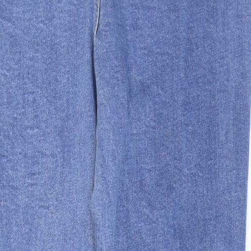 Boohoo Womens Blue Cotton Flared Jeans Size 16 L36 in Regular Zip