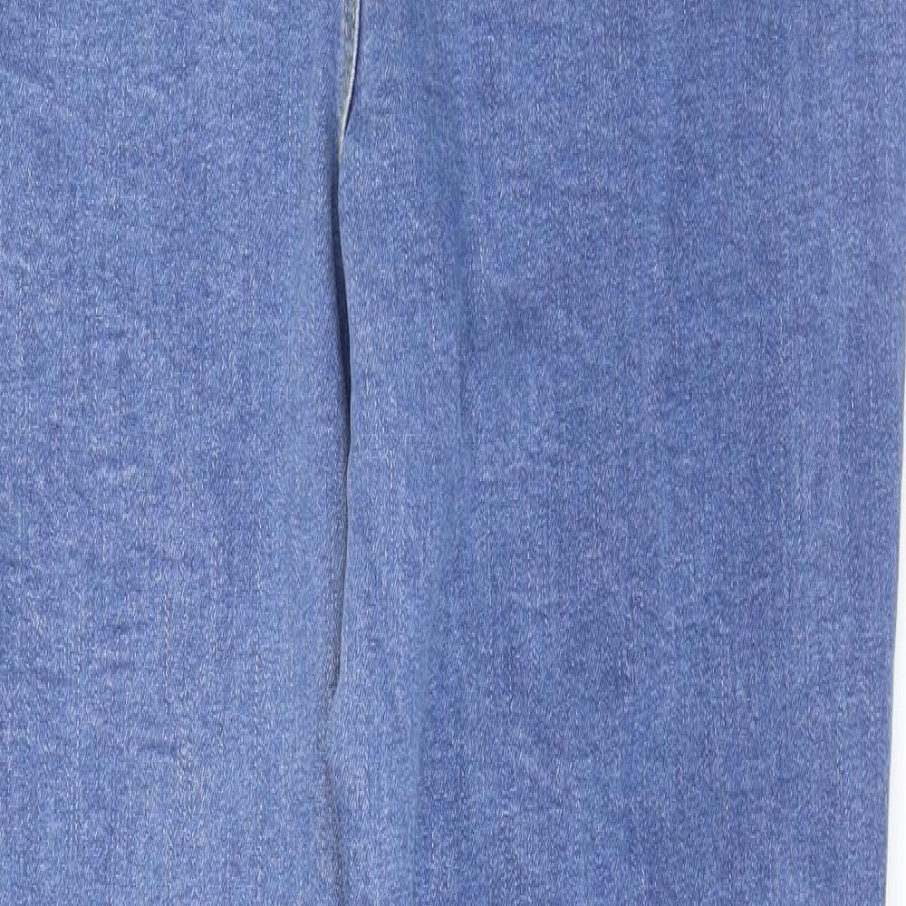Boohoo Womens Blue Cotton Flared Jeans Size 16 L36 in Regular Zip