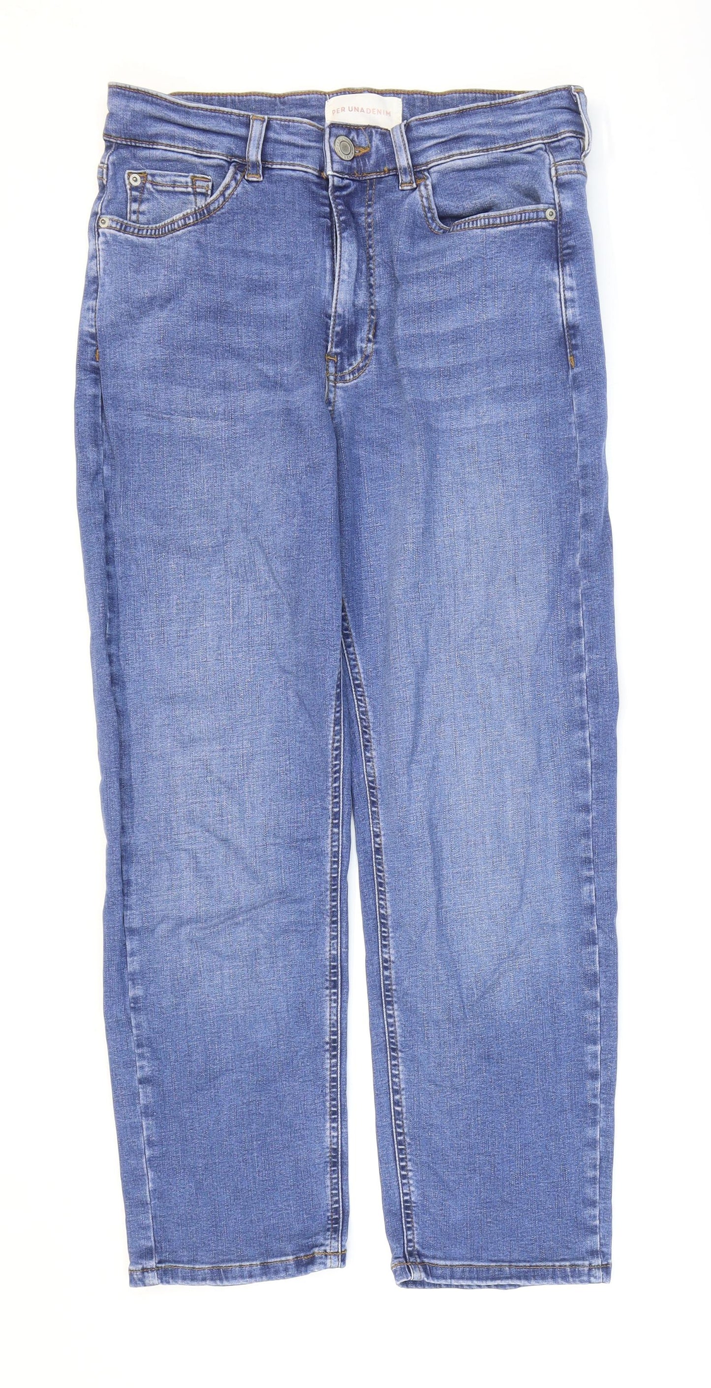 Per Una Womens Blue Lyocell Straight Jeans Size 10 L25 in Regular Zip
