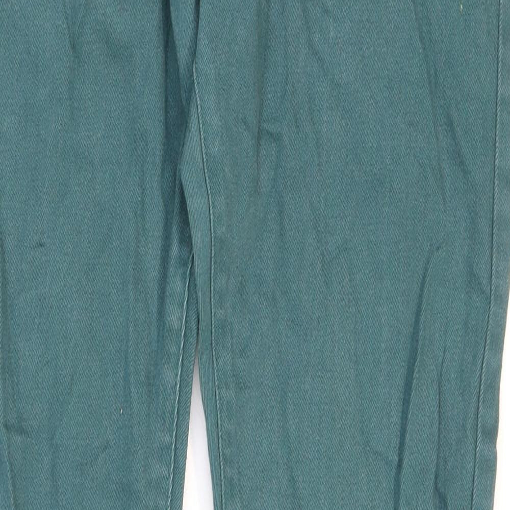 Topman Mens Green Cotton Straight Jeans Size 32 in L29 in Regular Zip