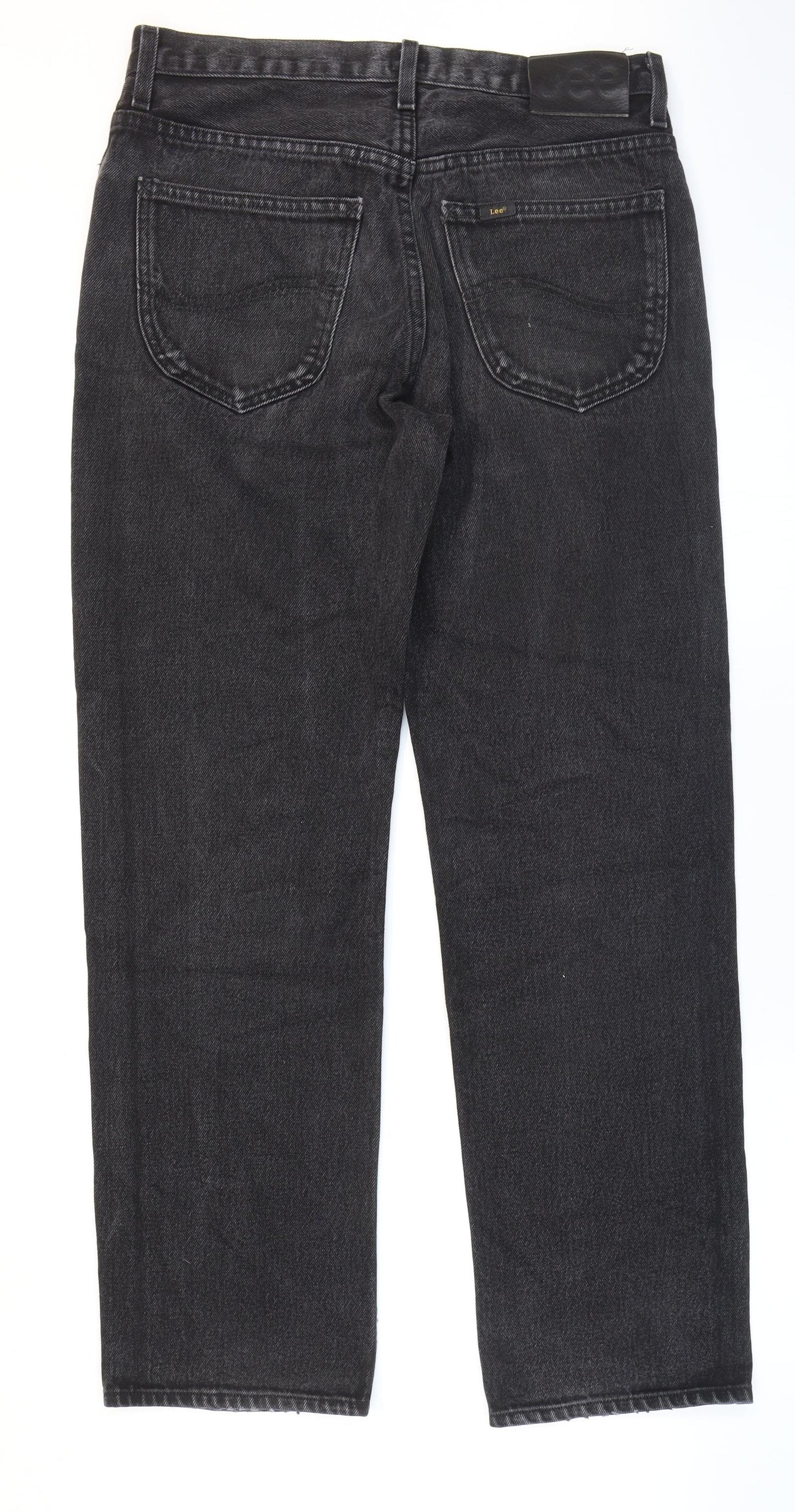 Lee Mens Black Cotton Straight Jeans Size 32 in L32 in Regular Zip