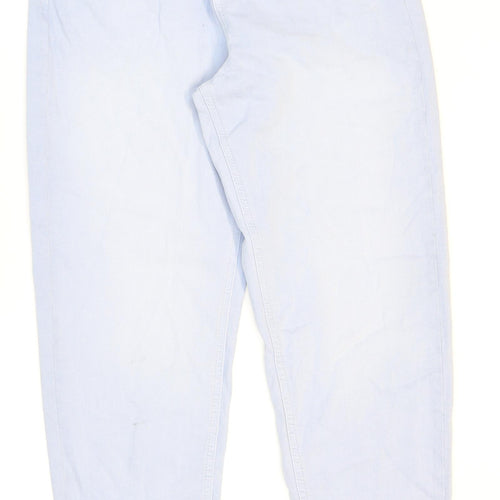Marks and Spencer Womens Blue Cotton Mom Jeans Size 12 L28 in Regular Zip