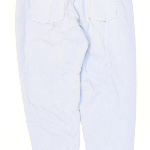 Marks and Spencer Womens Blue Cotton Mom Jeans Size 12 L28 in Regular Zip