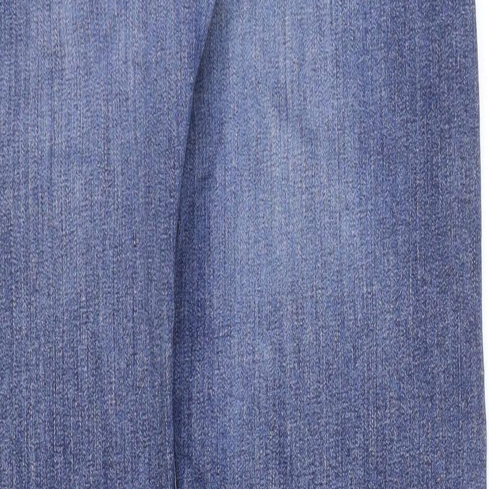 Marks and Spencer Mens Blue Cotton Straight Jeans Size 32 in L33 in Regular Zip
