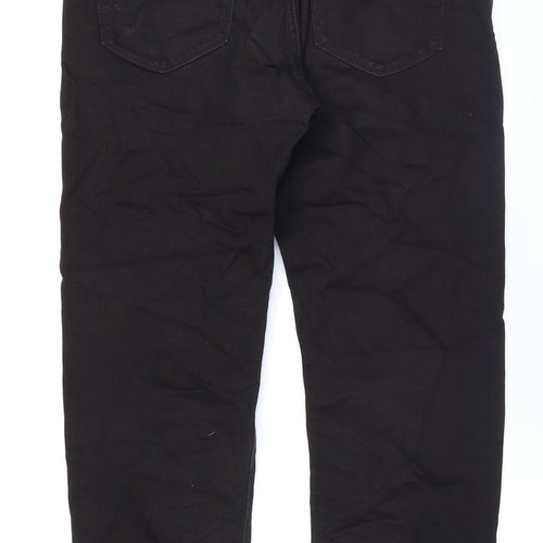 Marks and Spencer Mens Black Cotton Straight Jeans Size 31 in L32 in Regular Zip