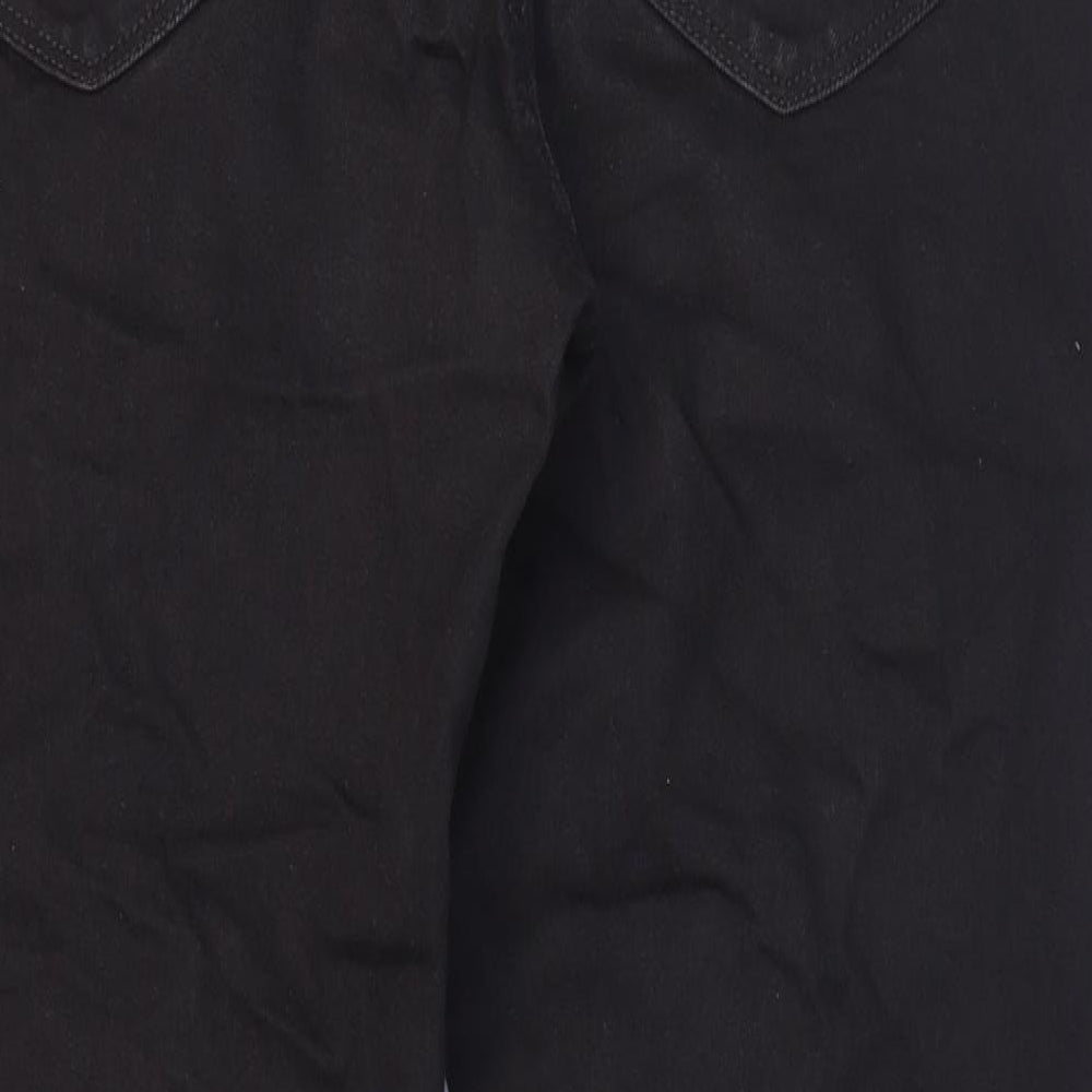 Marks and Spencer Mens Black Cotton Straight Jeans Size 31 in L32 in Regular Zip