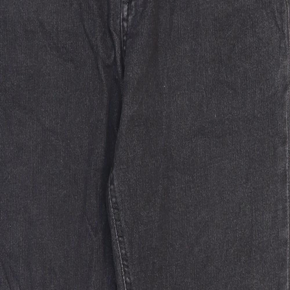 Marks and Spencer Womens Black Cotton Straight Jeans Size 12 L26 in Regular Zip