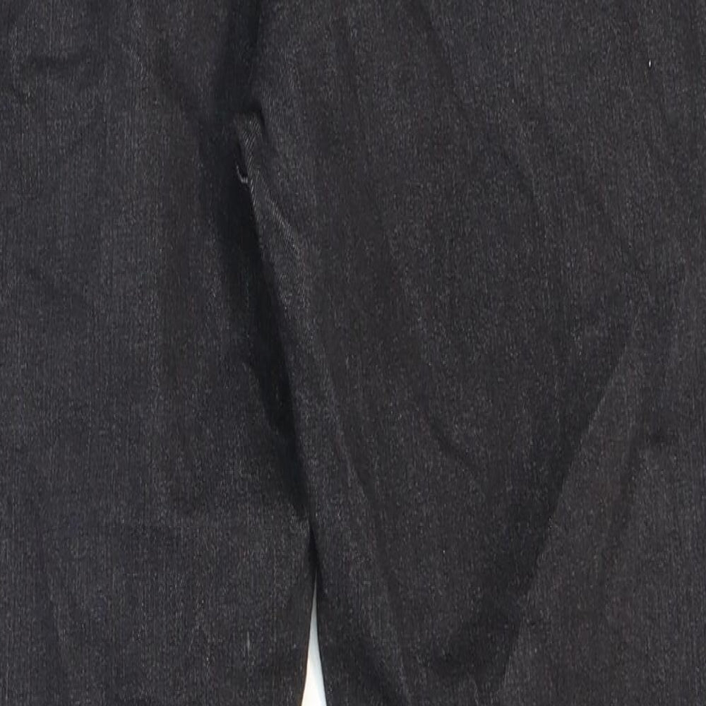 Marks and Spencer Womens Black Cotton Straight Jeans Size 12 L26 in Regular Zip