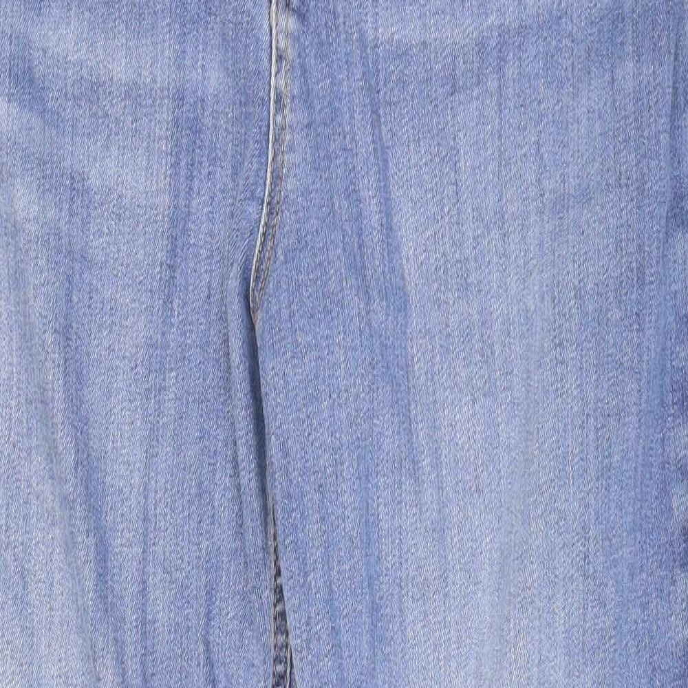 Marks and Spencer Womens Blue Cotton Flared Jeans Size 14 L30 in Regular Zip - Washed look