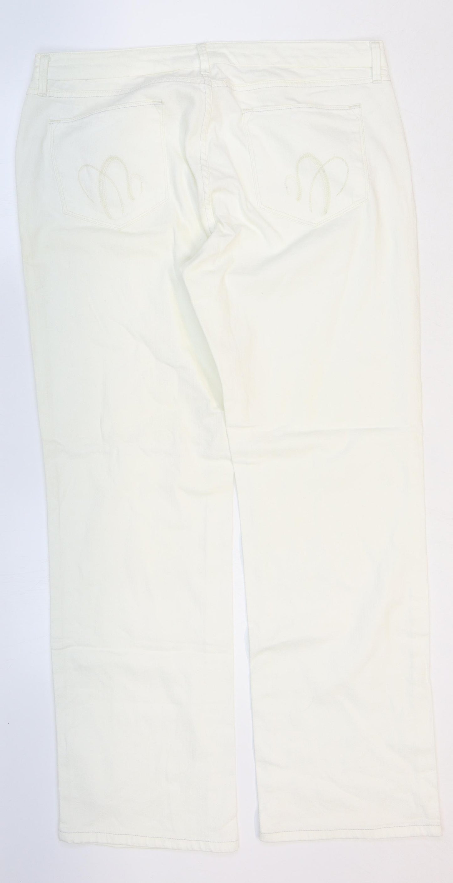 Marks and Spencer Womens White Cotton Bootcut Jeans Size 20 L29 in Regular Button