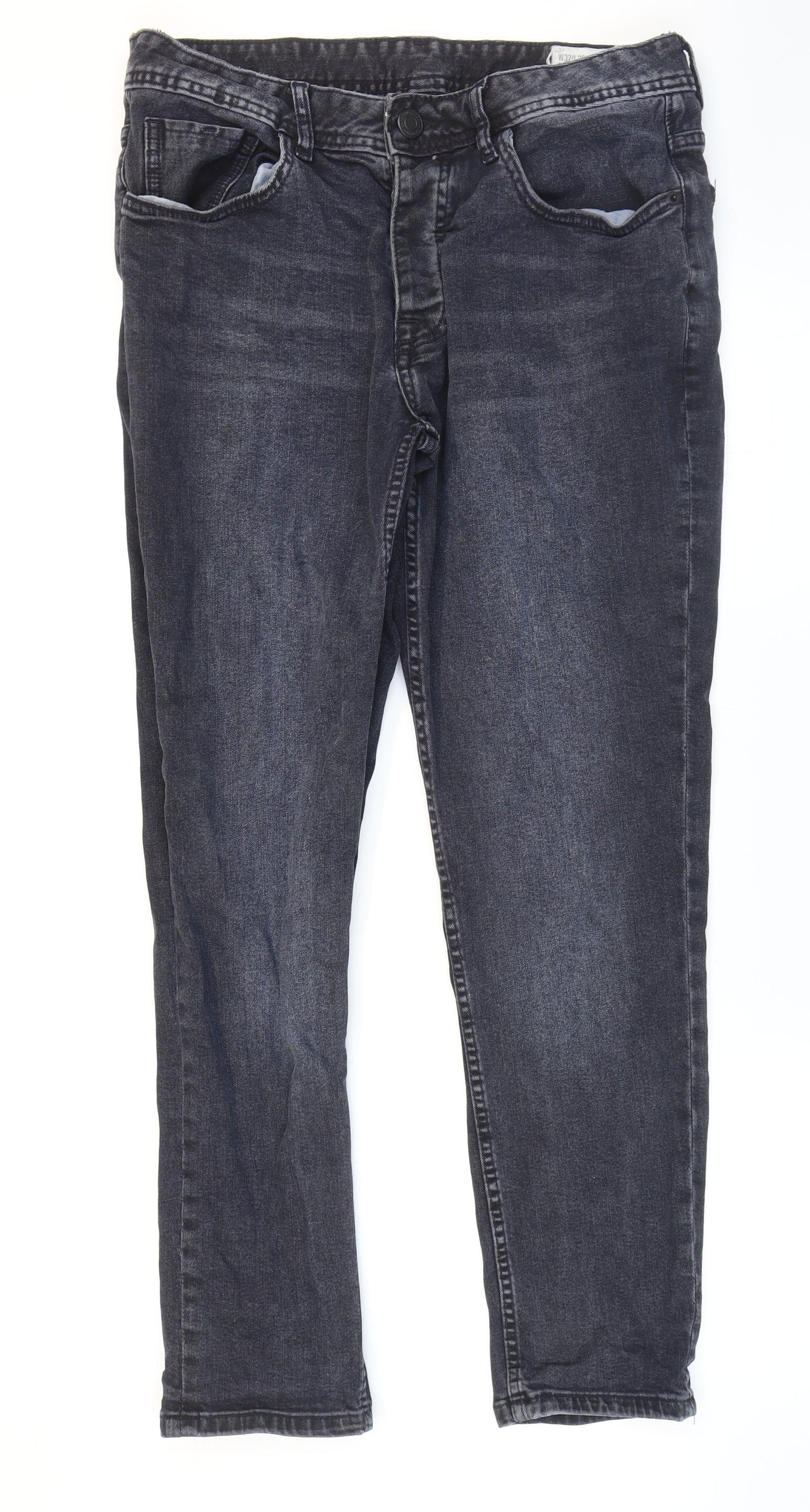 Primark Mens Blue Cotton Straight Jeans Size 32 in L30 in Regular Zip
