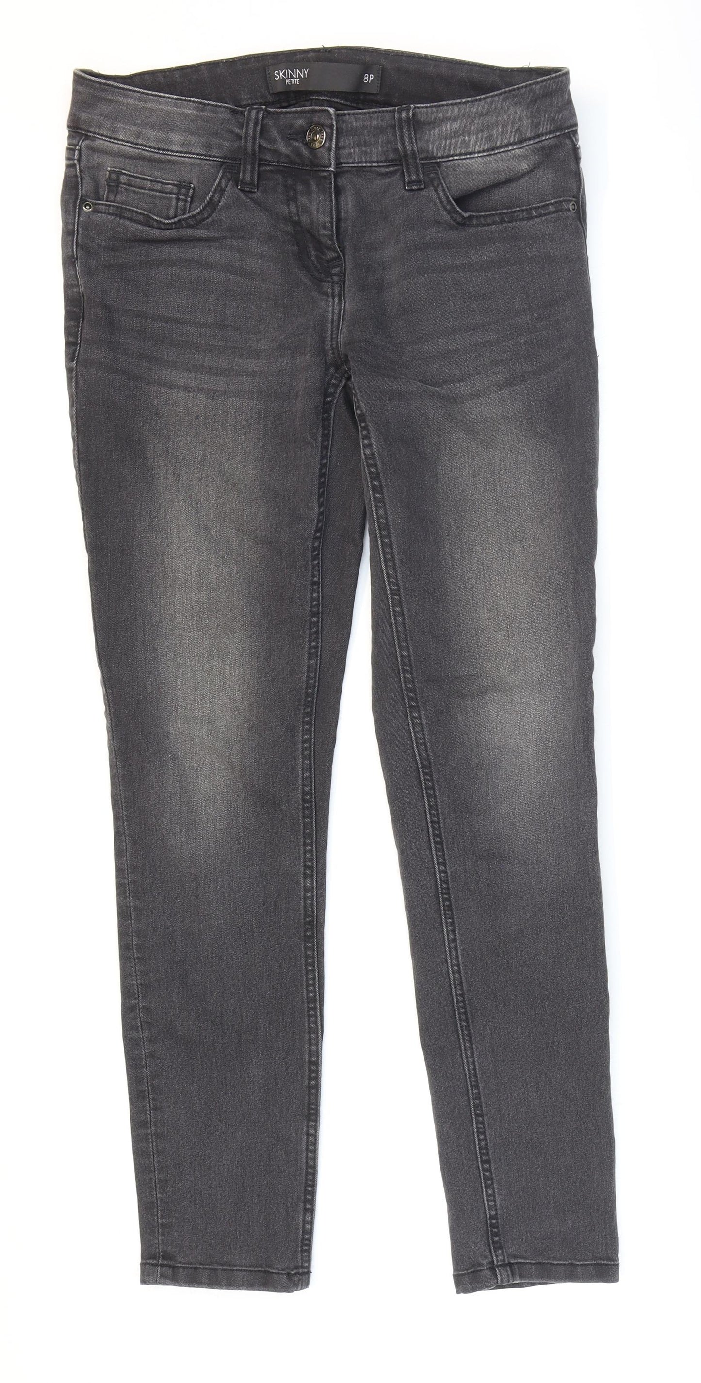 NEXT Womens Black Cotton Skinny Jeans Size 8 L27 in Regular Zip