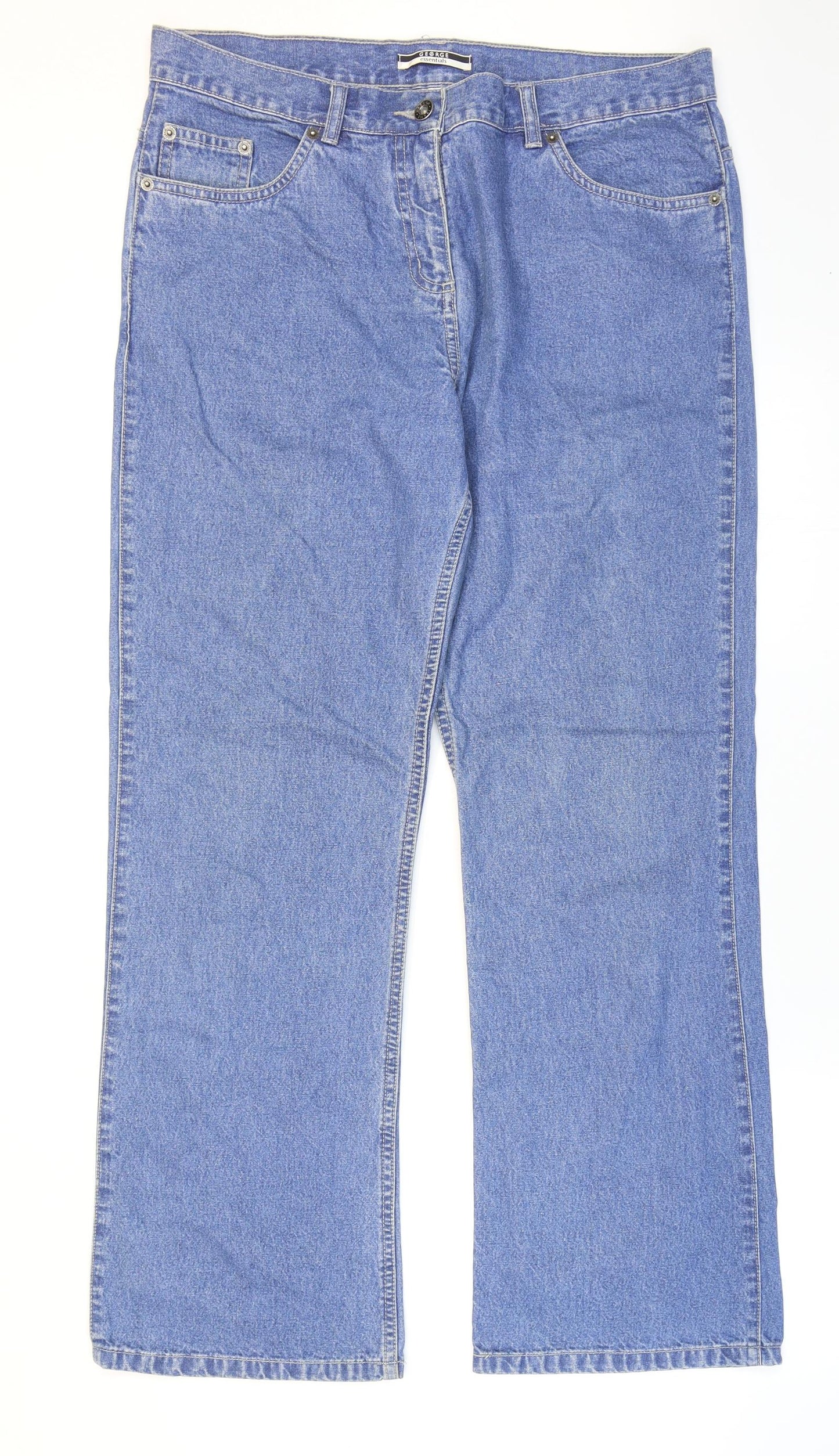 George Womens Blue Cotton Bootcut Jeans Size 14 L29 in Regular Zip