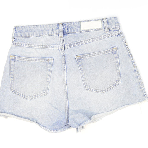 Bolongaro Trevor Womens Blue Cotton Hot Pants Shorts Size 27 in Regular Zip - Distressed Look