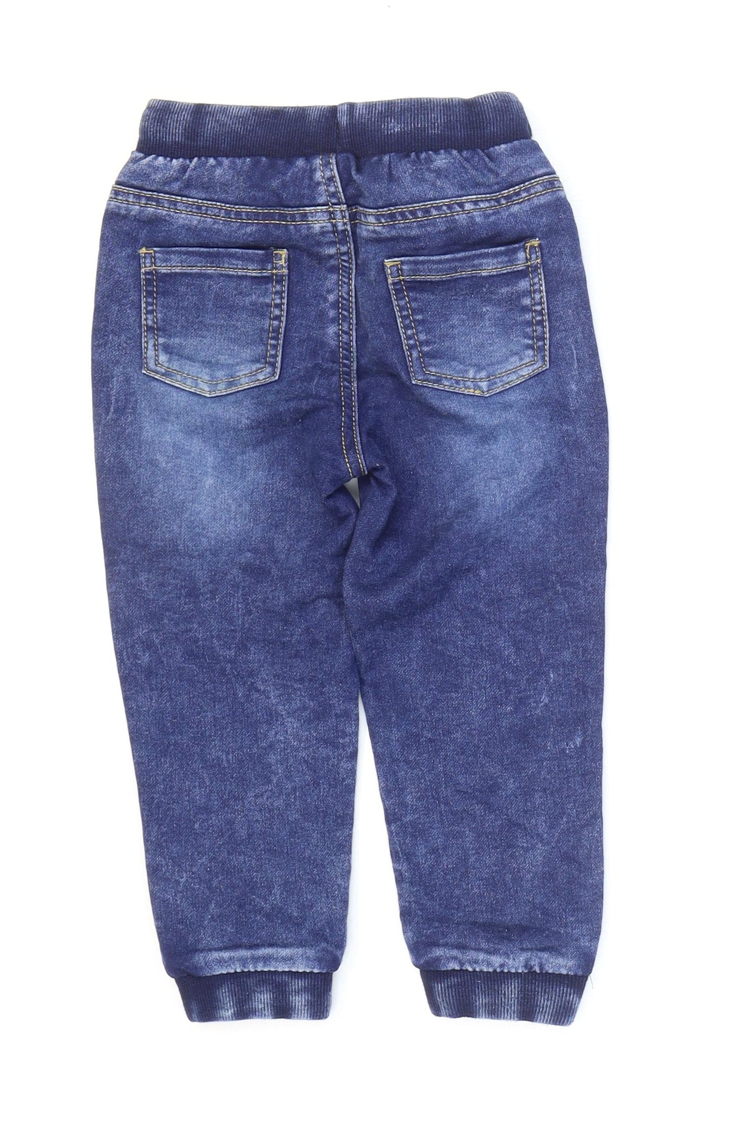 PEP&CO Boys Blue Cotton Jegging Trousers Size 2-3 Years Regular Drawstring - Bears