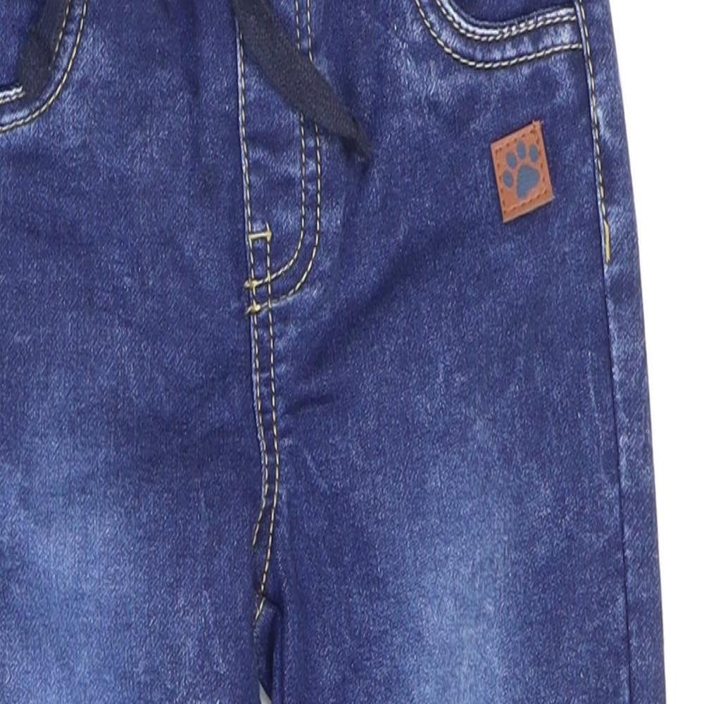 PEP&CO Boys Blue Cotton Jegging Trousers Size 2-3 Years Regular Drawstring - Bears