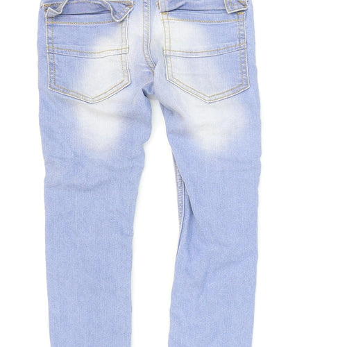 United Colours of Benetton Boys Blue Cotton Skinny Jeans Size XS Regular Button - Washed look 17in inside leg