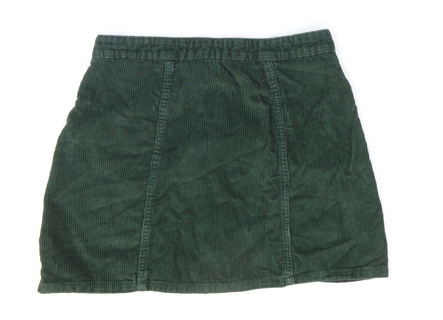 Primark Womens Green Cotton Mini Skirt Size 10 Button