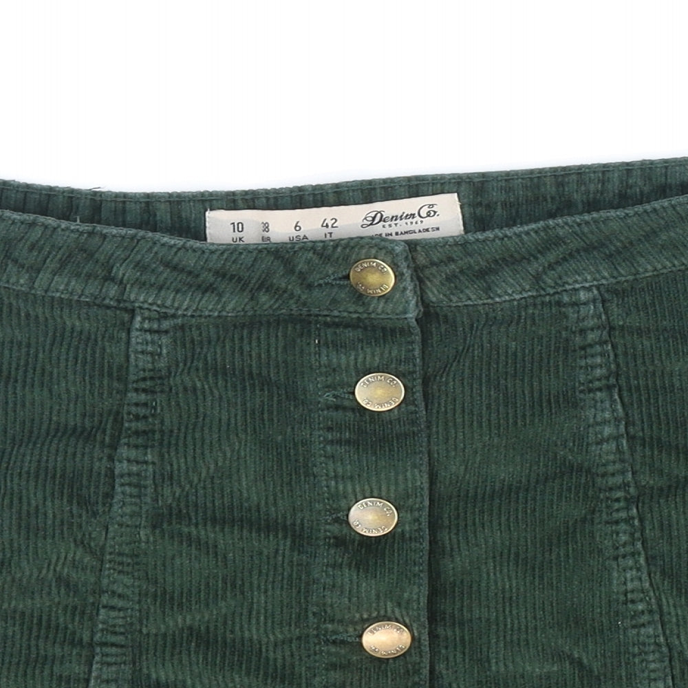 Primark Womens Green Cotton Mini Skirt Size 10 Button