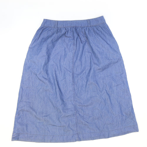 Oasis Womens Blue Cotton Flare Skirt Size 10 Zip