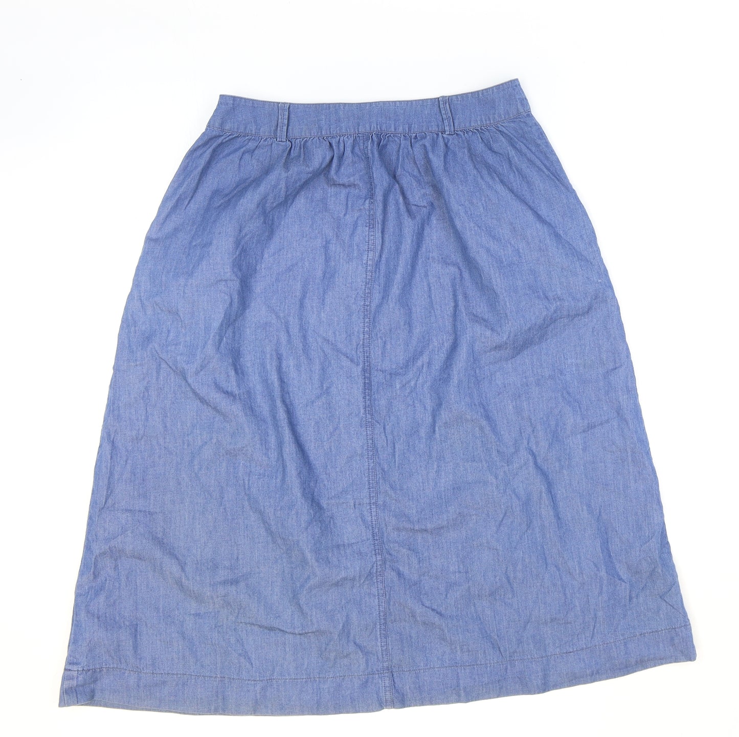 Oasis Womens Blue Cotton Flare Skirt Size 10 Zip