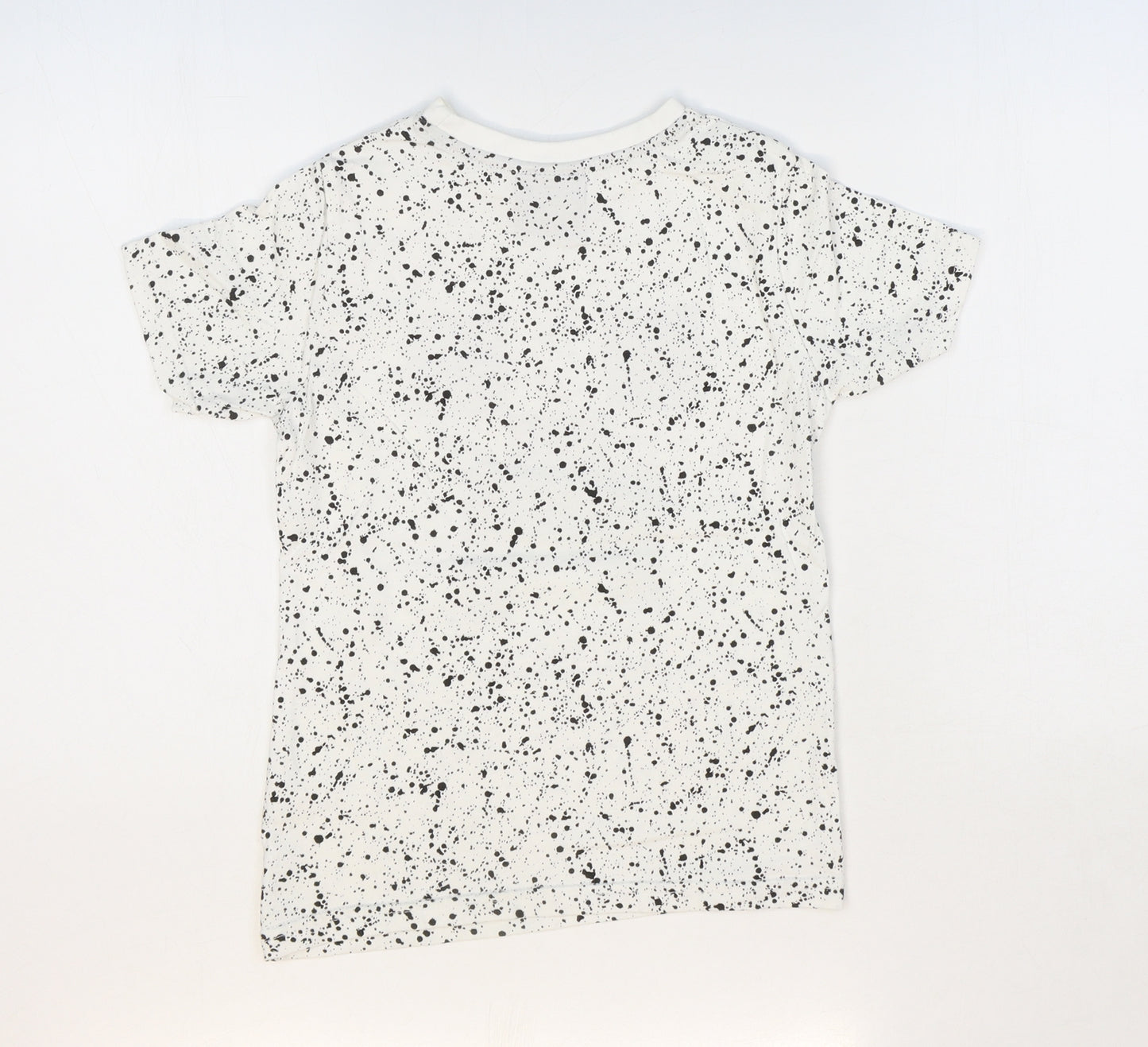George Boys White Geometric 100% Cotton Basic T-Shirt Size 7-8 Years Round Neck Pullover - Minecraft
